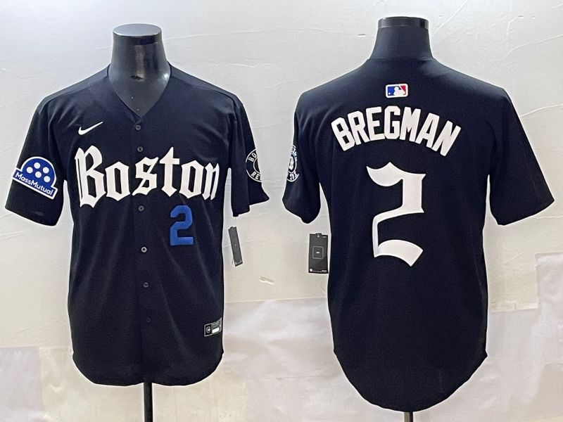 Men 2025 Boston Red Sox #2 Bregman Black Five generations Joint Name Nike MLB Jersey style 27